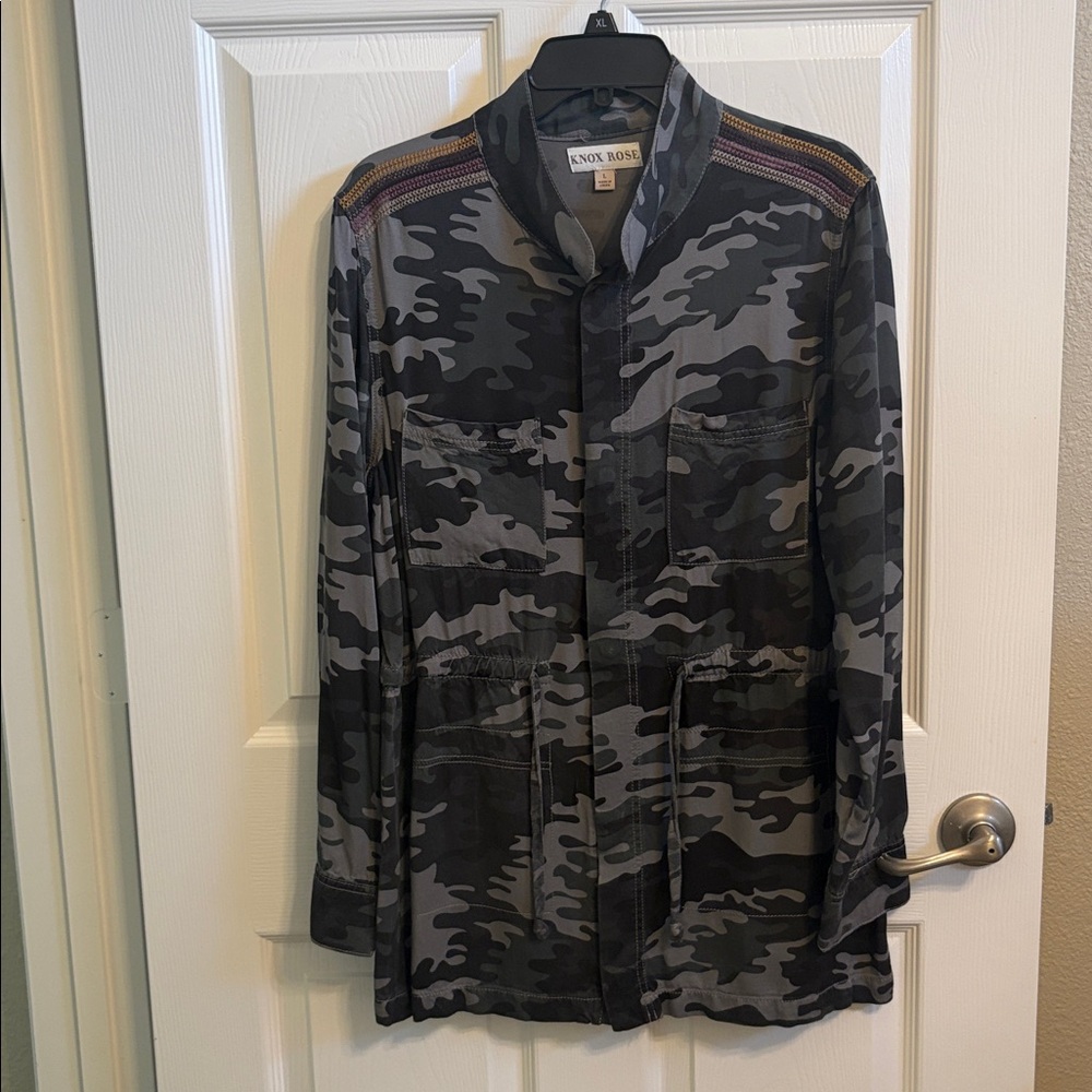 Knox Rose Gray Camouflage Military Jacket